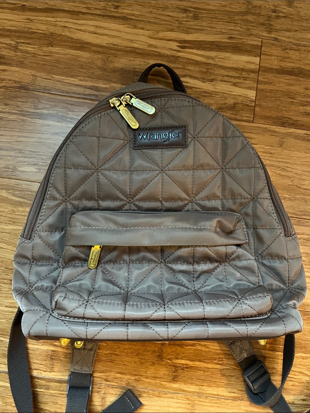 Wrangler Brown Quilted Backpack with Gold Accents